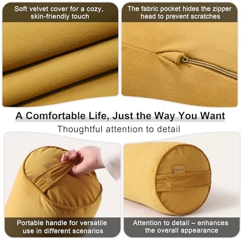 Body Pillow for Adults,Long Round Pillow,Big Cylindrical Pillow,Large Full Bolster Pillows for Side Sleepers (Honey Yellow, 39.37"*7.87") - Image 5