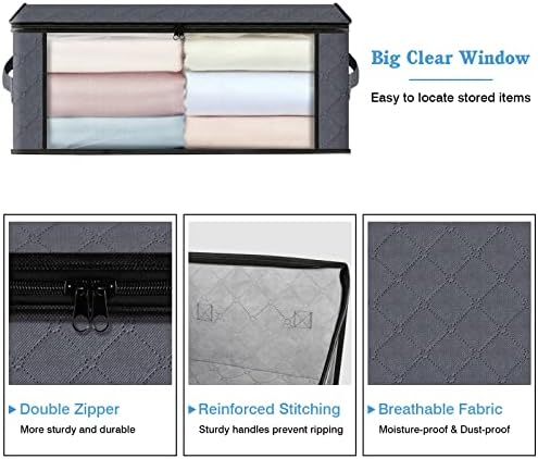 HomeHacks 8-Pack Clothes Organizer Storage Bags, 35L Storage Bins, Gray - Image 3