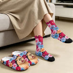 Womens Fuzzy Slipper with Socks Warm Cozy House Slipper and Socks Set Plush Winter Shoes for Indoor - Image 4