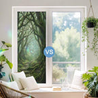 Green Forest Window Privacy Film Rainbow Static Cling Stain Glass Window Film for Glass Door, Decorative Heat Blocking Sunroof Decal Sticker for Car Home 23.6"x78.7" Misty Light Rustic Cottagecore - Image 5