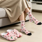 Jeiento Womens Fuzzy Slipper and Socks Winter Warm Gifts for Mom,Wam Cozy Indoor Socks Comfort Home Shoes - Image 3