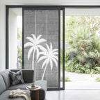 Window Privacy Film Frosted, Black Grey Palm Trees Non-Adhesive Static Cling Window Tint, Summer Coastal Tropical Botanical Insulated Windows Frosted Films for Living Room, 35.4 x 78.7 Inches - Image 2