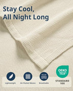 LANE LINEN Twin Blanket, 100% Cotton 300 GSM Waffle Weave - Sugar Swizzle - Image 4