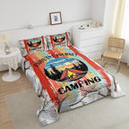 Erosebridal Happy Camping Full Comforter Set,RV Camper Bedding Sets for Travel Trailer,Rustic Cabin Quilt Bed Set for Kids Girls Boys,Forest Tree Mountain Bedroom Decor,2 Pillowcases Breathable - Image 4