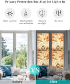 Window Privacy Film Frosted, Thanksgiving Gnomes Reusable Static Cling Window Tints, Fall Pumpkin Maple Leaves Sunflower Heat Control Windows Films for Offices, Balcony, 29.5 x 118 Inches - Image 6