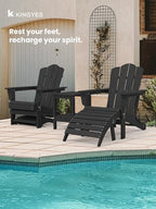 KINGYES Folding Adirondack Ottomans Set of 4 for Adirondack Chair, Black - Image 4