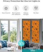 Window Privacy Film Frosted, Orange Pumpkins Halloween Reusable Static Cling Window Tints, Horror Haunted Houses Heat Control Windows Films for Offices, Balcony, 29.5 x 118 Inches - Image 6