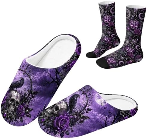 Jeiento Women's Fuzzy Slippers and Sock Set Warm Cozy Memory Foam House Shoes Soft Slip-on Slides Spa Slippers for Hotel by Jeiento