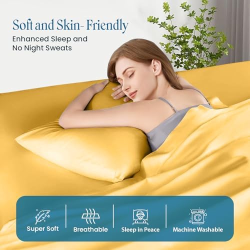 100% Pima Cotton Pillowcases – 800 Series, Ultra Soft & Cooling, Euro 26"x26", Set of 2 – Gold, Hotel Luxury Quality, Envelope Closure, Skin & Hair Friendly - Image 4