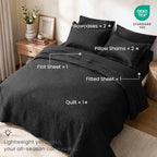 Love's cabin Quilts for Queen Bedspreads, 7 Pieces Bed in a Bag, Black - Image 2