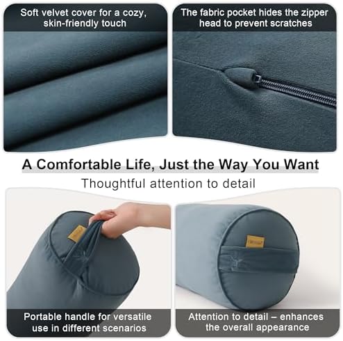 Body Pillow for Adults,Long Round Pillow,Big Cylindrical Pillow,Large Full Bolster Pillows for Side Sleepers (Slate Blue, 47.24"*7.87") - Image 5