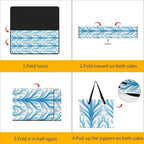 White Blue Leaf Print Large Zipper Picnic Blankets 78.7"x78.7" - Image 4