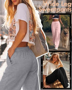 Neer 3 Pack Women's Wide Leg Sweatpants Baggy Pants with Pockets - Image 2