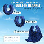 Travel Pillow with Built-In Blanket Memory Foam Neck Pillow for Airplane Travel, Flight Pillow with Blanket Portable Airplane Pillow for Adults Compact Travel Neck-Pillow for Plane, Car & Long Flights - Image 3