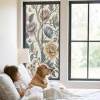 Window Privacy Film Frosted, Vintage Garden Flower Static Cling Door Window Covering, Rustic Floral Leaf Pastoral Plants UV Blocking Windows Film for Office, Hotel, Bedroom, 29.5 x 78.7 Inches - Image 2