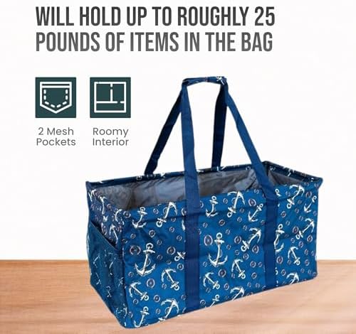 Extra Large Utility Tote Bag - Oversized Collapsible Beach Bag - Anchor - Image 5