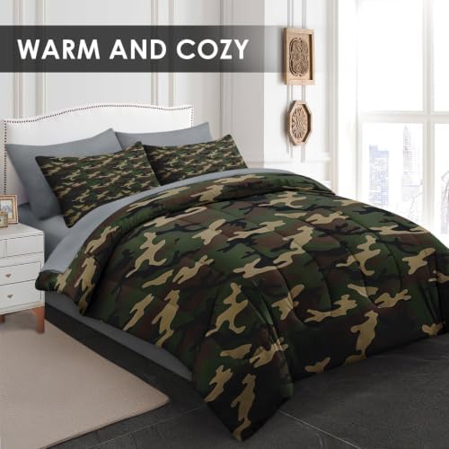 WeCozy Queen Comforter Set with Sheets, 7 Pieces Woodland Military Bedding - Image 4