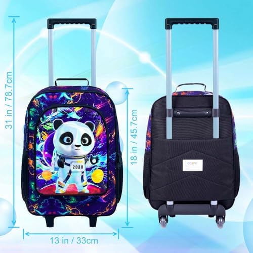 Kids Luggage for Boys 18", Carry on Suitcase with Wheels Panda Black - Image 3