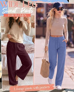 3 Pack Women's Wide Leg Baggy Sweatpants with Pockets - Image 4