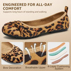 Ecetana Comfortable Ballet Flats for Women: Lightweight Cushioned Foldable Slip-On Work Shoes with Memory Foam - All Day Walking Comfort - Dressy Flats for Office Business - Image 4