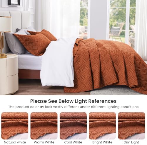 Love's cabin Oversized King Quilt Set, Soft Bedspread Comforter, Umber - Image 5
