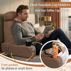Reading Pillow/Backrest Pillow with Arms, Cup Holder & Phone Pocket - Image 3