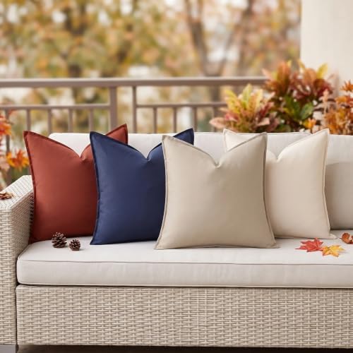 decorUhome Outdoor Waterproof Faux Linen Throw Pillow Covers 22x22 Set of 2 - Image 5