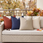decorUhome Outdoor Waterproof Faux Linen Throw Pillow Covers 24x24 Set of 2 - Image 5