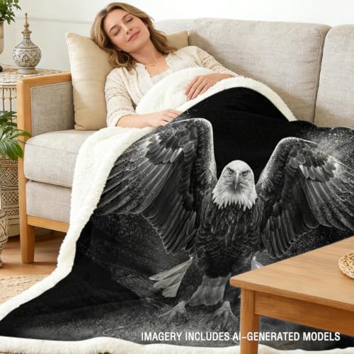 Sleepwish Bald Eagle Sherpa Blanket Powerful Animal Blanket Print Throw - Image 2