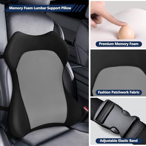 Seat Cushion,Lumbar Support Pillow for Office Chair,Ergonomic Memory Foam Back Support Pillow, High Density Foam Chair Cushion for Sciatica Pain Relief Coccyx Pad for Chair,Car,Desk,Grey - Image 4