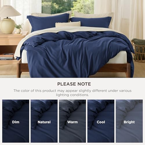 Bedsure Duvet Cover Queen Size, 3Pcs Double Brushed Bedding Set, Navy Blue - Image 5