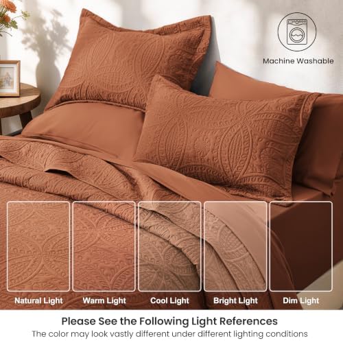 Love's cabin Quilts for Queen Bedspreads, 7 Pieces Bed in a Bag, Umber - Image 6