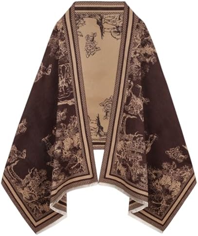 EXTREE Scarfs for Women Pashmina Silky Shawl Wrap for Evening Dressing Blanket Open Front Poncho Cape by EXTREE