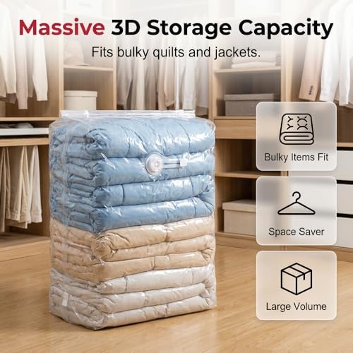 No‑Pump Vacuum Storage Bags – Press & Seal, Vacuum Storage Compression Bag without Pump, Saves 80% Compression Seal Space Plastic Packaging Bags for Clothes, Blankets and Comforters (S, 6PCS) - Image 5