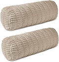 AELS Corduroy Striped Cylinder Pillows, 8" x 24" Decorative Bolster Pillows with Removable Washable Cover and Insert, Body Pillow for Couch and Bed, Living Room Bedroom Nursery Decor, Sand by AELS