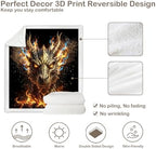 Dragon Sherpa Blanket Fire Fantasy Throw Blanket for Men Soft Warm Cozy 60x80 Inches Power Energy Design Gamer Room Bedroom Decor Mythical Gift for Birthday Housewarming Anniversary - Image 7