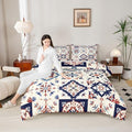 Erosebridal Mexican Style Twin Bedding Set,Colorful Talavera Tile Comforter Set for Kids Adults,Retro Vintage Floral Duvet Insert,Ethnic Mexico Aesthetic Bedroom Decor with 1 Pillowcase by Erosebridal