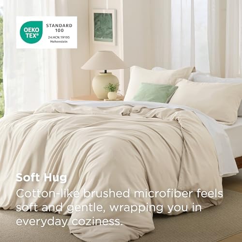 Bedsure Cal King Duvet Cover, Double Brushed Bedding, Light Beige, 3Pcs - Image 2