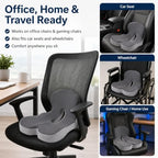 Celnva Orthopedic Seat Cushion – L-Shaped Lumbar Support Memory Foam Comfort for Long Sitting, Ergonomic Support for Office Chair, Wheelchair, Car & Travel (Gray) - Image 6