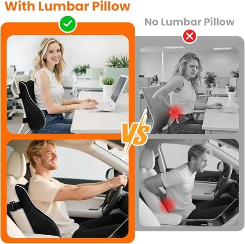 CloudBliss Lumbar Support Pillow, Memory Foam for Office, Standard, Black - Image 3