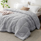 Bedsure Comforter King Size - King Comforter for All Season, Ultra-Soft Quilted Down Alternative & Prewashed Duvet Insert, Blanket for Bed with 4 Tabs, Machine Washabl, Light Grey, 90x102 in by BEDSURE