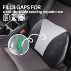 Lumbar Support Pillow, Ergonomic Back Support Cushion for Car Seat & Office Chair, Leather Lower Back Pillow Breathable Seat Back Cushion for Waist Pain Relief(Black&Grey) - Image 2