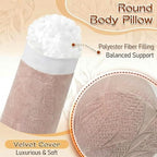 1 MIDDLE ONE Body Pillow for Adults, Bolster Pillow with Removable Velour Cover, Long Round Roll Cylinder Pillow for Bed, 47" x 7.87", Dusty Pink - Image 3