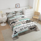 Castle Fairy Lake House Bedding Set Twin Size,Fishing and Boating Comforter 2pcs Kids Teens Boys Men Bedroom Decor Rustic Farmhouse Wood Quilted Duvet Outdoor Adventure Camper Insert,1 Pillowcase - Image 4