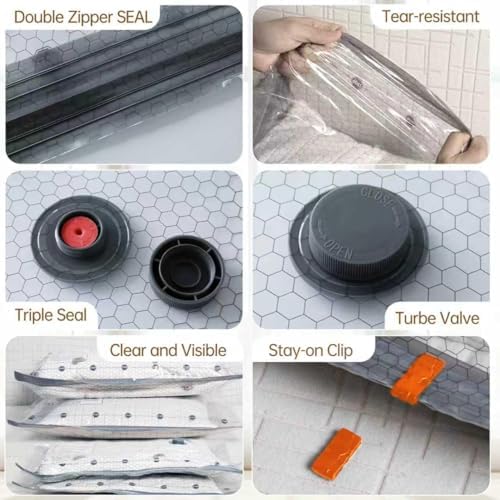 Travel Vacuum Bags for Clothing with Rechargeable Electric Pump - Portable Space Saver Bags for Travel & Home - Vacuum Compression Packing Seal for Clothes, Blankets, Seasonal Storage 12 Combo Set - Image 6