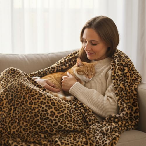 MACEVIA Flannel Fleece Twin Blanket for Couch, Leopard Print Blankets for Adult, Lightweight Cozy Soft Cheetah Blanket for Bed Sofa 260GSM, Suitable for All Seasons (Brown Leopard,60x80inches) - Image 6