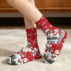 Jeiento Winter Fuzzy Slipper and Crew Socks Warm Winter Shoes Lightweight Soft Cushion House Slipper Bedroom Shoes - Image 2