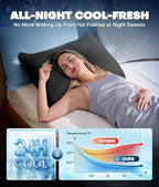 Ultra-Chill Cooling Pillowcase Set of 2 for Hot Sleepers, Softer Than Silk Pillow Cases for Protecting Hair & Skin, Breathable Bed Pillow Covers w/Zipper, Gifts for Women Men (Black, Queen) - Image 3