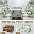 Britimes RV Dinette Cushion Covers Set, 6 Pack, for Camper, Plaid Green - Image 3