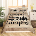 Castle Fairy Trailers Camper Decorations Duvet Cover Twin Size,Happy Camping Bedding Set 2pcs,Brown Barn Door Comforter Cover Western Farmhouse Soft Quilt Cover Bedroom Decor,No Comforter - Image 3